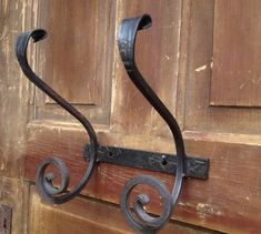 Vintage Set of 4 Cast Iron Coat Hooks ball tips old paint over worn brass tone