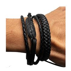 Para hombres Genuino Cuero Marrón Plano Trenzado Muñequera Brazalete Broche De Acero Inoxidable
