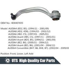 Audi A4 Saloon 2000-2004 Upper Front Rear Suspension Control Arm Left Audi A4 Saloon 2000-2004 Upper Front Rear Suspension Control Arm Left
