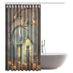 Fairytale Forest Landscape Fabric Shower Curtain with Non-slip Bath Rugs