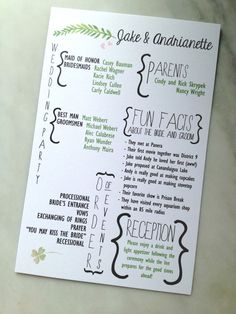 10 Creative Wedding Program Ideas Fantabulously Frugal In Nyc Fun Facts Wedding Program Mywedding