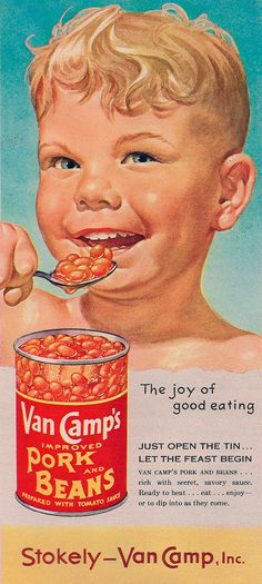 231 best vintage food ads images on pinterest retro ads vintage 1953 illustrated food ad stokely van camp canned pork baked beans