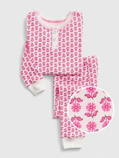 NWT Toddler Girls 2 piece Summer Pajama set White Pink Fruit Theme Glitter