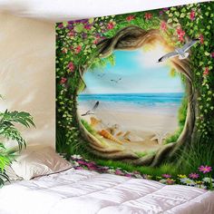 GuDoQi Dinosaur Tapestry Wall Hanging Dorm Decor Polyester For Bedroom Beach...