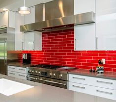 red kitchen backsplash | red tile backsplash adds zing to this red kitchen backsplash | red tile backsplash adds zing to this