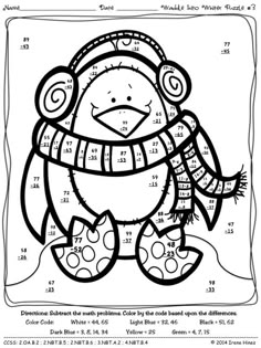 Waddle Into Winter Penguin Math Printables Color By The Code Puzzles Waddle Into Winter Penguin Math Printables Color By The Code Puzzles