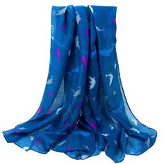 Dolphin Scarf Womens Right Whale Nautical Gifts Teal Ladies Teal Dolphins Wrap