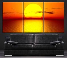 MYSTIC SUNSET ON THE SEA MODERN CANVAS WALL ART PRINT PICTURE READY TO HANG