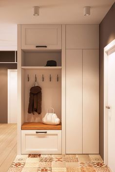 Geometrium visualisiert ein Zuhause für eine junge Familie in Moskau  #familie #geometrium #junge #moskau #visualisiert #zuhause Modern Interior, Ideas, Mudroom Design, Closet Design, Mud Room Storage, Hallway Designs