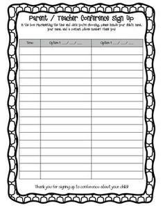 parent conference sign in sheet