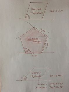 English paper piecing 3 inch Diamond 72 degree PAPERS EPP