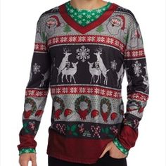SoonerQuicker Mens Christmas T Shirts Funny Novelty Printing Tops Short Sleeve T-Shirts Men Ugly Sweatshirts Pullover Xmas Jumpers Mens Unisex