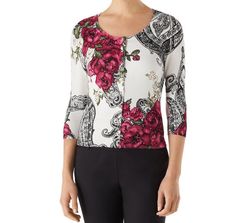 NWT White House Black Market Elbow Sleeve Jewel Neck Beaded Gray Sweater
