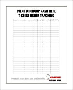 shirt order form templates