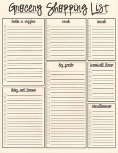 printable list templates