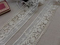 by the yard 3//8 inch French Cotton Dot Flower Border Heirloom Lace IVORY