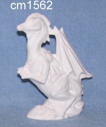 Castle with Dragon on Rock Mountain 14 Ceramic Bisque