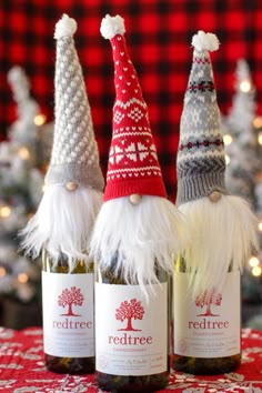 Gnome mini Valentine gnome ornament gift hanger wine bottle hanger made with felted wool from sweaters