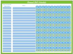 bill payment schedule template