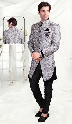 Mens Gray Brocade Indian Wedding Shoes MJ0170 Mens Gray Brocade Indian Wedding Shoes MJ0170