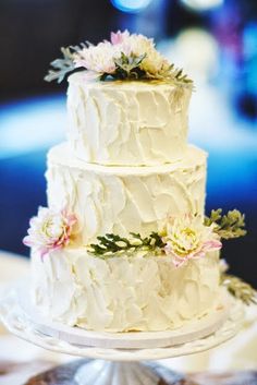 Classic Round Wedding Cake With Textured Frosting Classic Round Wedding Cake With Textured Frosting