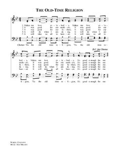 negro spiritual song lyrics for this old time religion music old time religion sheet music