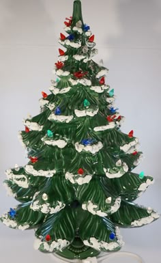 Vintage Ceramic Lighted Christmas Tree 24 Inch Light Large Ceramic Christmas Tree We Have One Similar To This That Is At Least 40 Years Old Some Of The Decorations Dissapeared My Mother Has A Hard Time