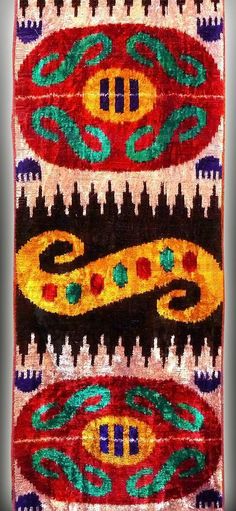 UZBEK PURE SILK IKAT HANDCRAFTED ABR VELVET FABRIC BAKHMAL BY METER R046