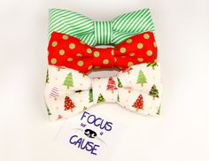 MADE IN USA Dog Collar attachment Bow Bowtie Holiday Christmas Holly Berries