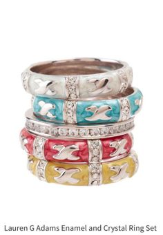 13 Best Laura G Adams Images Bracelets Anklets Bangles Lauren G Adams Set Of 5 Stacked Pearlized Enamel Rings Hard To Find These