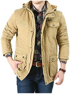 XiaoTianXinMen XTX Mens Faux Fur Collar Fall Winter Washed Warm Fleece Denim Jeans Quilted Jacket Coat Outerwear