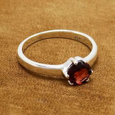 January Birthstone Genuine Red Garnet 925 Sterling Silver Ring Size 7 6.75 6.5 6