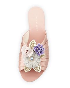 Handmade Femme Velours couteau Talon Bow Slide Slipper en Cuir Point Toe Mule
