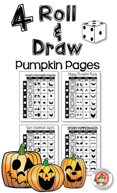 fall activities pumpkin face roll draw jack o lanterns