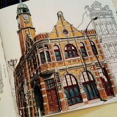 Fantasticcitiescolouringbook Fantasticcities Adultcoloringbook Newtownpostoffice Pencil SketchingColoring BooksAdult