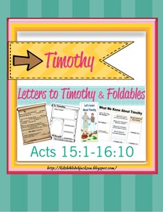 Paul Teaches With Timothy Lesson Ideas And Printables Biblefun Apostlepaulinacts NTBiblelesson