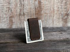 Engraved. Personalised Stitched Leather and Chrome Money Clip
