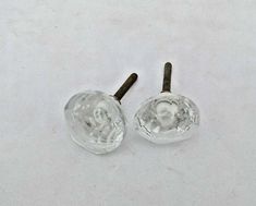Vintage Style Round// Victorian Single Glass Door Knob Handle Drawer Pulls K3