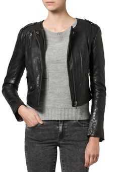 Ladies zip real leather jacket new mango MNG S UK 8 Georg .