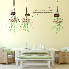 Wall Stickers DIY Flower Plants Leaf Baseboard Decoration Living Room Kitchen