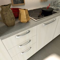 Composizione cucina moderna SMART anta liscia lino e bianco - Top ... Composizione cucina moderna SMART anta liscia lino e bianco - Top ...