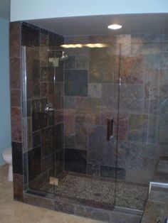 Gorgeous Slate Tile Shower For A Small Bathroom I Absolutely Love Clean Mordern Gl Shower Doors With Slate Tile I M Thinking Instead Of The Tub In Upstairs Bathroom