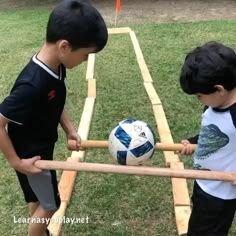 This was a challenge for the boys.  They had to work together carrying the ball with the sticks to the end of the course.  If the ball dropped they had to go back to the start.  They were working on teamwork, communication, balance, coordination and gross motor skills.  This was a fun way for them to practice accomplishing a goal together.  They didn’t get it right away but when they did accomplish the goal they were so excited and proud! Outdoor Games For Kids, Teamwork Games, Team Building Games, Team Games