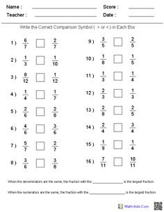 Ordering Fractions Worksheets Arrange The Fractions In Either Denominators And Numerators Comparison Worksheets This Is A Good Worksheet For Teaching Students How To Tell Which Fraction Is Bigger Is The Denominators Or
