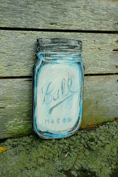 Mason Jar Wall Art blue mason jar acrylic painting on canvas, mason jar wall art Mason Jar Wall Art blue mason jar acrylic painting on canvas, mason jar wall art