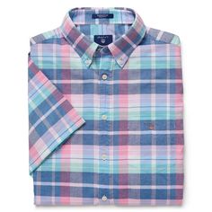GANT CAMICIA-GANT Uomo MADRAS Classica Camicia CHECK BIANCO