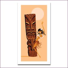 5x7 Mini Print Ape Tiki Art Set Polynesian Lowbrow Art Tiki Bar Decor Monkey