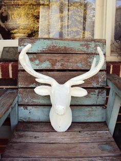 Shabby Chic Deer Head Mount Large Antlers Distressed Antique Off White Rustic Farmhouse Nursery Fren Shabby Chic Deer Head Mount Large Antlers Distressed Antique Off White Rustic Farmhouse Nursery Fren