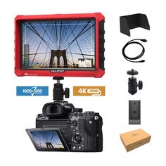 etc S7 FHD 4K Camera Monitor,7 inch HDMI 1920X1200 IPS Screen Monitor with Ball Head Mount and Sunshade for Sony GH4 A7R Mark-II