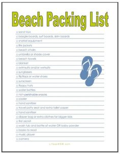beach vacation travel checklist